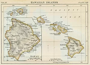 Images Dated 23rd August 2017: Map of Hawaiian islands 1883