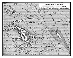 Heligoland Prints: Map of Heligoland is a small German archipelago in the North Sea