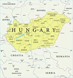 Images Dated 11th November 2018: Map of Hungary - Vector