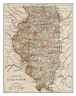 Images Dated 10th April 2018: Map of Illinois 1889
