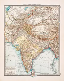 Map of India and Central Asia 1896
