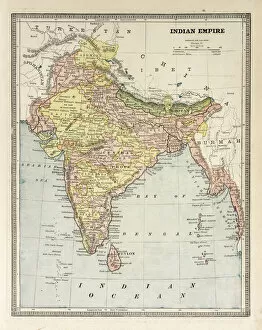 Images Dated 9th September 2014: Map of Indian Empire 1884