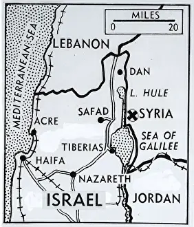 Landforms Prints: Map Indicating Israeli Attacks on Syria
