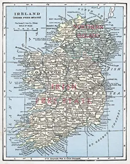 Prints of A color map of Ireland (Irish Free State) and Northern Ireland, 1922. (Photo by Interim Archives/Getty Images) Discover the World in Maps: Past, Present, and Beyond: Map Of Ireland