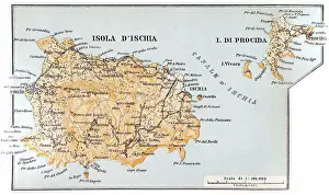Map of the island of Ischia, Italy - 1893