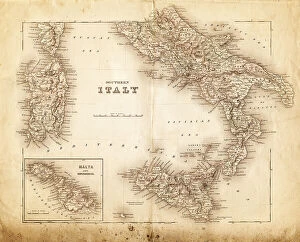 Textured Effect Collection: map of italy 1855