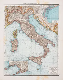 Prints of Andres Allgemeiner Handatlas - Bielefeld und Leipzig 1896 Italian Map Prints: Map of Italy 1896