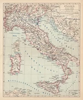 Images Dated 2nd June 2015: Map of Italy, lithograph, published in 1876