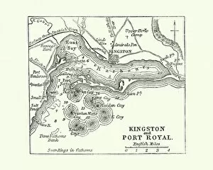 Images Dated 14th April 2018: Map of Kingston and Port Royal, Jamaica, 19th Century