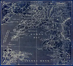 Latitude Prints: Map of Korea, China