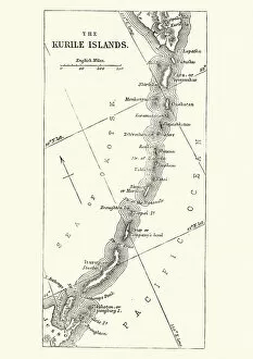 Images Dated 14th April 2018: Map of Kuril Islands, 19th Century