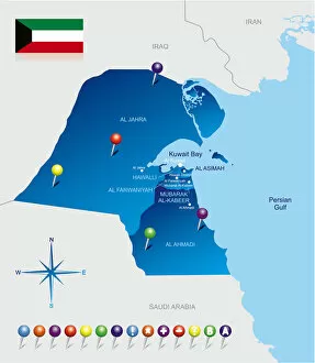Images Dated 7th October 2017: Map of Kuwait