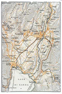 Map of Lake Garda, Italy - 1893