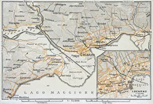 Map of Lake Maggiore and Locarno, Italy - 1893