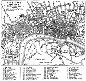 Charing Cross Prints: Map of London in the 17th Century