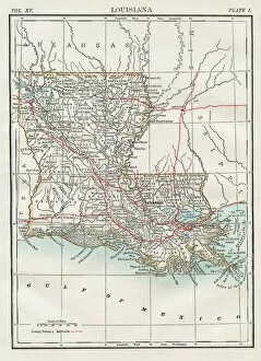 Images Dated 23rd August 2017: Map of Louisiana 1883