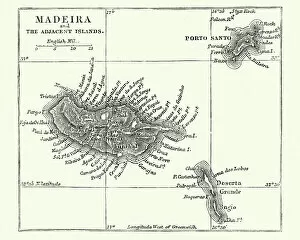 Images Dated 20th July 2018: Map of Madeira, 19th Century