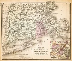 Images Dated 23rd February 2017: Map of Maine and Vermont1883