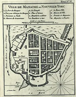 Myth Prints: Map Of Manhattan With A Legend In French