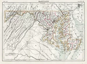 Images Dated 23rd August 2017: Map of Maryland 1883