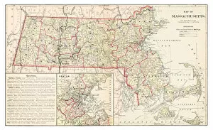 Images Dated 8th May 2018: Map of Massachusetts 1877