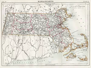 Images Dated 23rd August 2017: Map of Massachusetts 1883