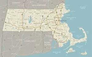 Images Dated 2nd October 2018: Map of Massachusetts with highways