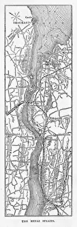 Map of the Menai Straits, Carnarvon, Wales Victorian Engraving, 1840
