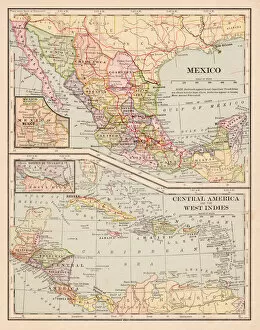 Images Dated 17th February 2017: Map of Mexico Caribbean Central America 1898
