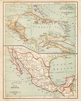 Images Dated 19th April 2018: Map of Mexico Central America of 1877
