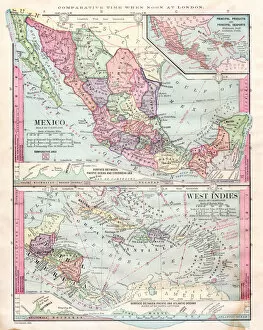 Images Dated 14th February 2017: Map of Mexico and Central america 1886