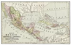 Images Dated 10th April 2018: Map of Mexico and Central America 1889