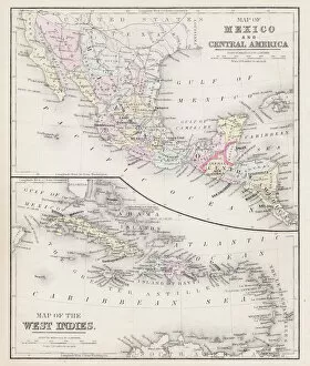 Images Dated 8th May 2018: Map of Mexico and West Indies 1877