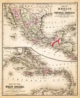 Images Dated 23rd February 2017: Map of Mexico and West Indies 1883