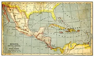 Images Dated 17th April 2018: Map of Mexico and West indies 1883