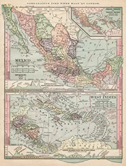 Images Dated 13th April 2018: Map of Mexico and West Indies 1889