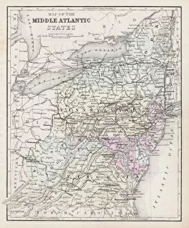 Images Dated 8th May 2018: Map Middle atlantic states 1877