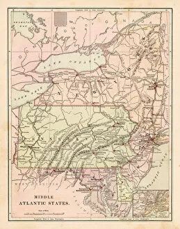 Images Dated 9th April 2018: Map of middle atlantic states 1881