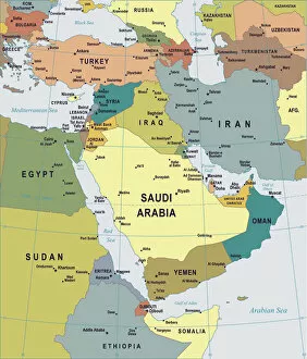 Images Dated 7th October 2017: Map of Middle East - illustration