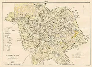 Images Dated 24th August 2017: Map of Modern Rome 1883