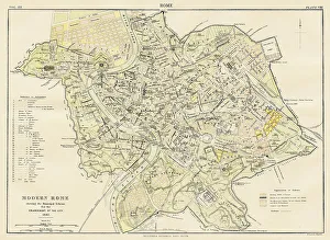 Images Dated 24th August 2017: Map of Modern Rome 1883