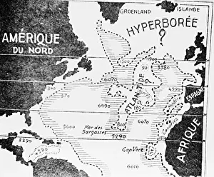 French Text Prints: Map of Mythological Atlantis