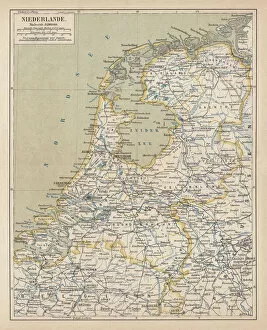 Images Dated 11th June 2015: Map of the Netherlands, lithograph, published in 1877