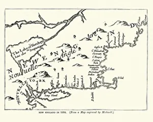 Images Dated 22nd February 2019: Map of New England in 1684, 17th Century