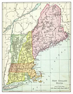 Images Dated 7th May 2018: Map of New England states 1895