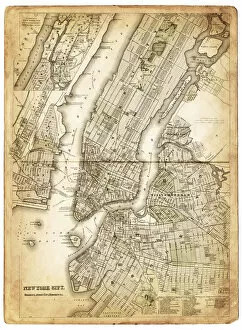 Textured Effect Collection: map of new york city 1874