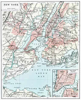Backgrounds Collection: Map of New York city 1896