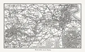 Map of Newcastle upon Tyne and surroundings, England, published 1897