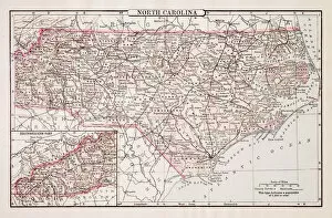Images Dated 22nd January 2016: Map of North Carolina 1894