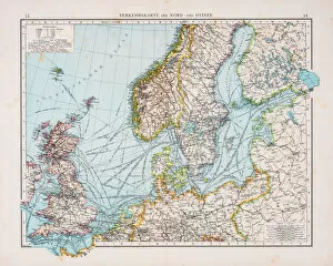 Scandinavia Collection: Map of North and East sea 1896